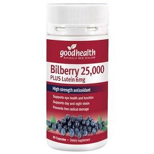 Good Health Bilberry 25,000 Plus Lutein 6mg 60 Capsules