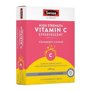 Swisse Ultiboost Vitamin C Effervescent 60 Tablets - Strawberry
