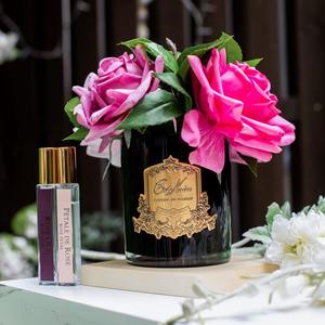 Cote Noire Perfumed Rose Bouquet - Black Glass - SFR08
