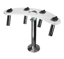 Reelax Light Tackle Station White Rocket Launcher and Stainless Steel Pedestal White Swivel