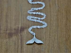 Full Jewellery Range: Whale Tail with CZ Diamond Pendant & Italian Chain