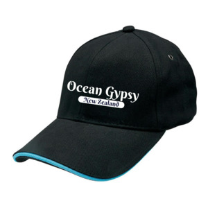 Ocean Gypsy Black Cap with New Zealand Text