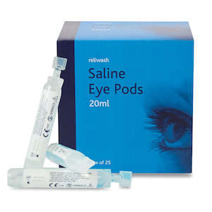 Eye Care Burns: Reliwash 20ml Saline Eye Pods Sterile Box of 25