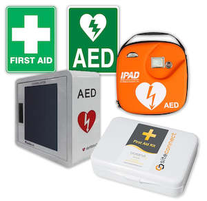 Body Corporate: Wall Mount First Aid Kit & Indoor Alarmed Defibrillator Bundle