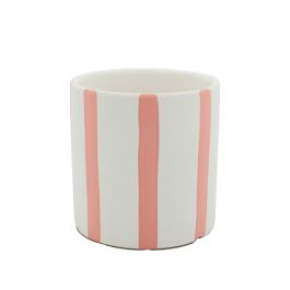 Products: Ceramic Floral Stripe Pot 11Diax11Hcm - White/Peachy Oceans Floral
