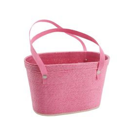 Products: Paper Rope Braided Basket w/Handles 21TWx18BWx13Hcm - Soft Pink Oceans Floral