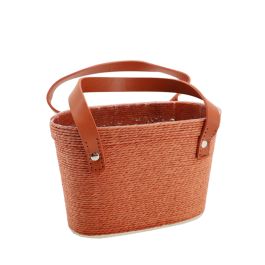 Paper Rope Braided Basket w/Handles 21TWx18BWx13Hcm - Mocha Mousse Oceans Floral