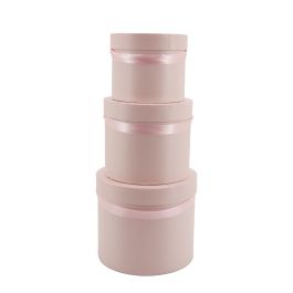 Elegant Hat Boxes Set/3 23Diax19.5Hcm - Soft Pink Oceans Floral