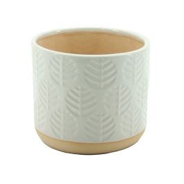 Ceramic Stoneware 50's Susan” Leaf Pot 16Diax15Hcm - White/Brown Oceans Floral