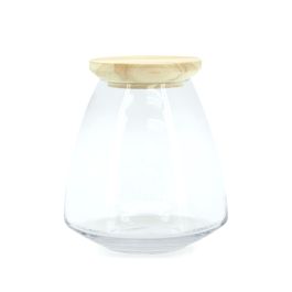Glass “Nymph” Terrarium w/Wood Lid 15.5Diax16Hcm - Clear Oceans Floral