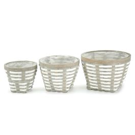 Chipwood Round Fairy Tern Basket Set/3 27Diax19Hcm - Grey/White Oceans Floral