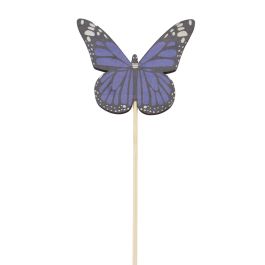 Nordic Wooden Printed Butterfly Pick 7Wx6Hx28Lcm Pk/12 - Purple Oceans Floral
