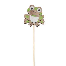 Products: Nordic Wooden Printed Frog Pick 6Wx6.5Hx28Lcm Pk/12 - Natural/Green Oceans Floral