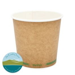 Paper Round Container 11TDx8.5BDx10.5Hcm (710ml) Pk/25 - Brown/Green Oceans Floral
