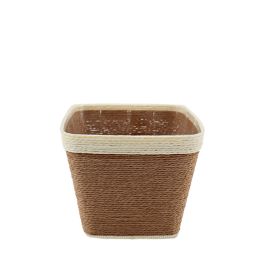 Seagrass Look Pot Cover 18.5Sqx14.5Hcm - Natural/White Oceans Floral