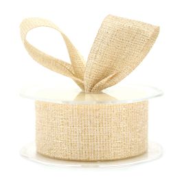 Woven Glamour Ribbon 60mmx20m - Natural/Gold Oceans Floral