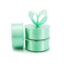 Nylon Satin Ribbon Woven Edge 38mmx25m - Soft Green Oceans Floral