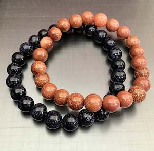 Bracelets Beads: Bracelets combo deal, blue and gold sandstone