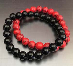 Bracelets combo deal black onyx/red howlite