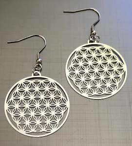 Earrings stainless steel, flower of life