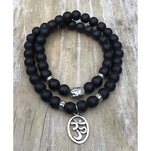 Necklaces: Onyx Om 8mm necklace/bracelet