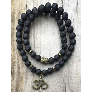 Lava stone Buddha/ OM 8mm necklace/bracelet