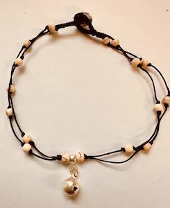 Anklets: Anklet beads on string with jingle bell white