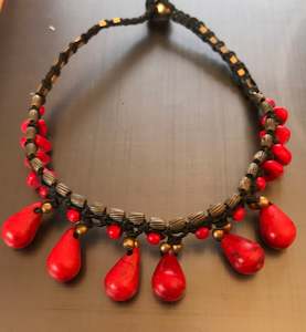 Anklet Bohemian girl red