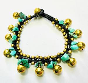 Boho Bracelets: Bracelet turquoise stone beads and bells