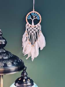 Dreamcatcher: Tree of life, blue beads 9cm