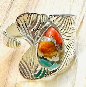 Ring, Oyster Arizona Turquoise, 925 Stirling Silver