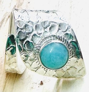 Ring, Peruvian Amazonite, 925 Stirling Silver