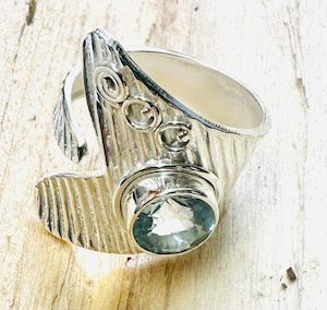 Ring, Blue Topaz, 925 Stirling Silver