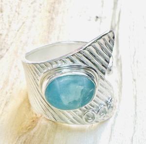 Ring adjustable, turquoise, Stirling silver 925