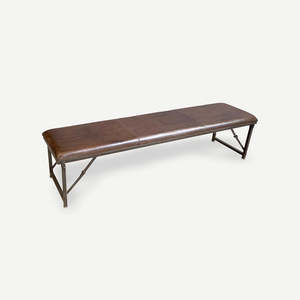 Furniture: Iron & Leather Bench