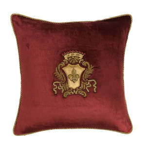 New: Crimson Velvet Cushion with Gold Wreath