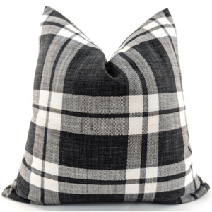 Black Check Linen Cushion