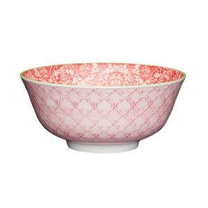 Kitchen Tableware: Red Damask Bowl