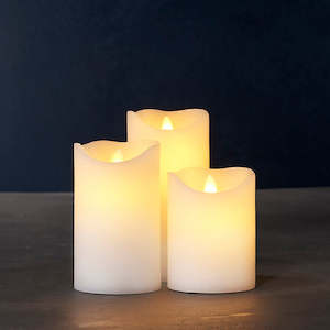 Lighting: Sirius White Set of 3 LED Wax Candle
