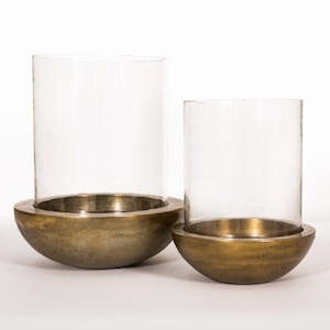 Candle Holders Hurricanes: Small Hurricane - Brass