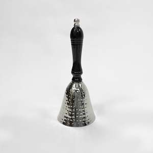 Ornamental: Bell in Nickel Finish With Black Wooden Handle