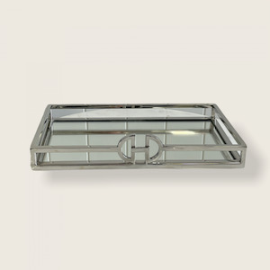 Trays: Silver Rectangle DD Mirror Tray