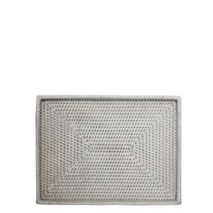 Trays: Medium Rattan Rectangle Tray - White