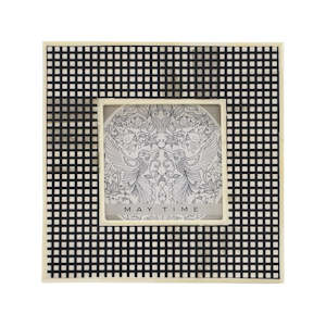 Photo Frames: Square Checked Bone Frame