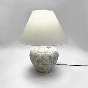 Lamps: Tuscan Stone Lamp Medium with Oatmeal 46cm Shade