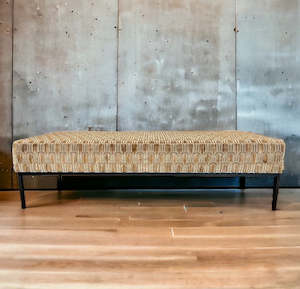 Coffee Tables: Muse Ottoman in Champagne Beverly Hills