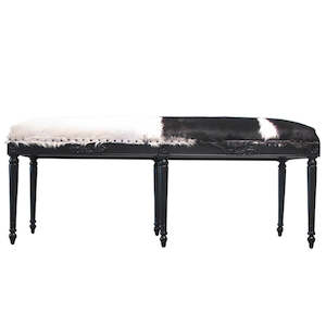 Goat Skin Bench with Vintage Base