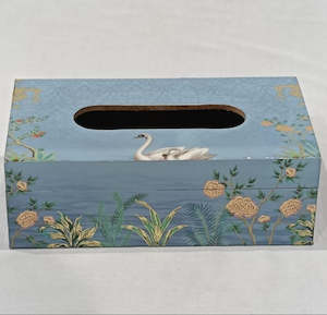 Tissue Box - Sky Blue with Swan