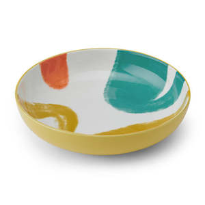 Dinnerware: Coupe Bowl - Yellow Abstract