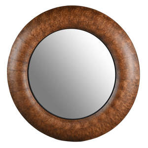 New: Burr Walnut Round Mirror 110cm